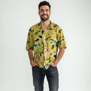 ❤️Zara Yellow and Green Men's Shirt L